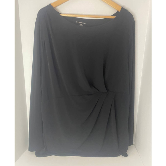 Lane Bryant Ruched Front Black Lightweight Blouse Top Women’s Size 26 - Picture 2 of 8